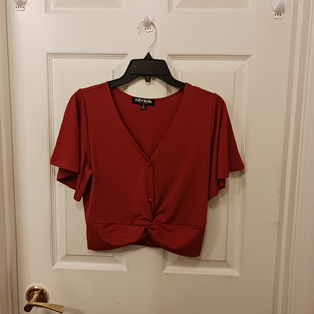 Full Circle Trends Short Sleeve Top Blouse Size S